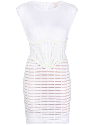 Genny rhinestone-embellished fitted dress - White