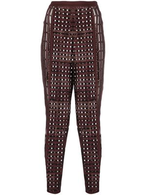 Genny rhinestone-embellished knitted leggings - Brown