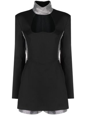 Genny rhinestone-embellished mini dress - Black