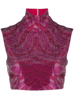 Genny rhinestone-embellished sleeveless top - Pink