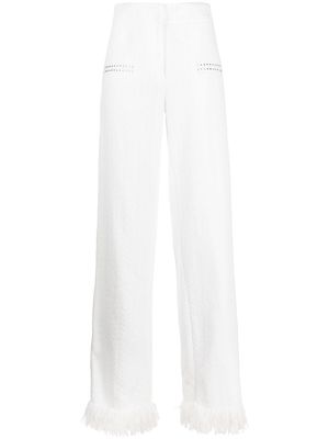 Genny rhinestone-embellished wide leg trousers - White