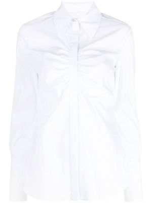 Genny ruched button-up shirt - White