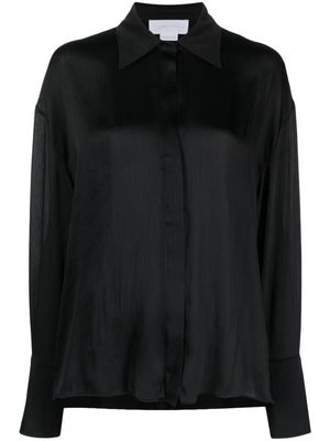 Genny satin-finish button-up shirt - Black