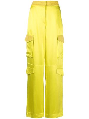 Genny satin straight-leg cargo trousers - Yellow