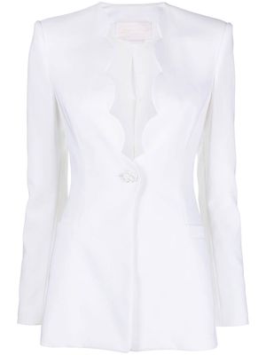Genny scalloped-edge single-breasted blazer - White