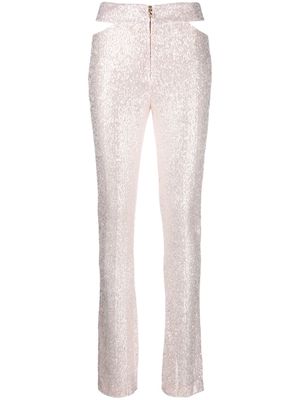 Genny sequin-embellished cut-out trousers - Pink