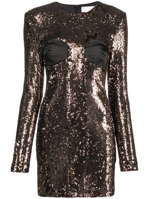 Genny sequin-embellished long-sleeved dress - Black