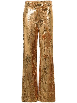 Genny sequin-embellished straight trousers - Gold