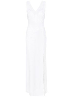 Genny sequined sleeveless gown - White