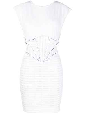 Genny short-sleeve boned-bodice dress - White