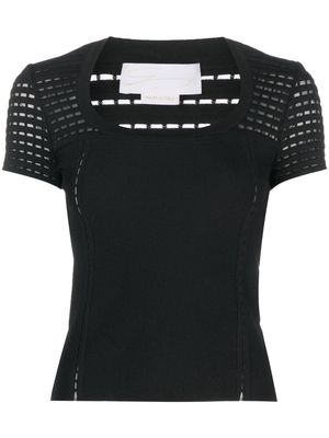 Genny short-sleeve knitted top - Black