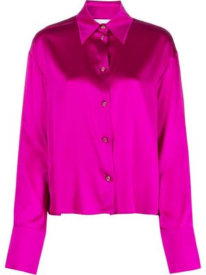 Genny silk satin long-sleeve shirt - Pink