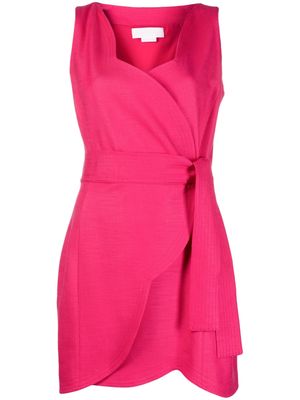 Genny sleeveless wrap-design dress - Pink