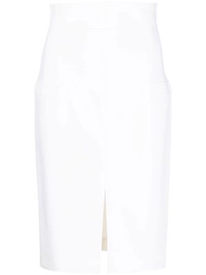 Genny slit-detail pencil skirt - White