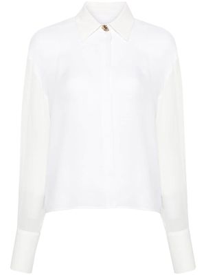 Genny straight-collar silk shirt - White