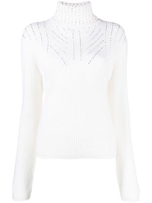 Genny stud-embellished wool jumper - White