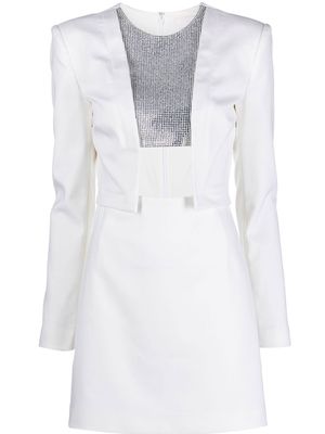 Genny tailored rhinestone-embellished mini dress - White
