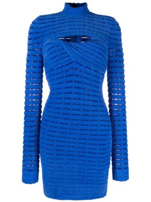 Genny textured-finish cut-out detailing dress - Blue