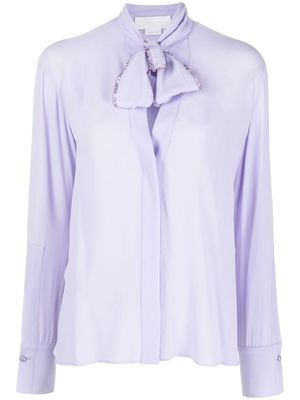 Genny tie-fastening embellished blouse - Purple