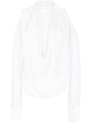 Genny V-neck cut-out blouse - White