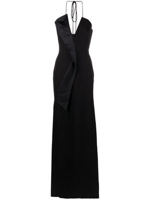 Genny V-neck sleeveless long dress - Black