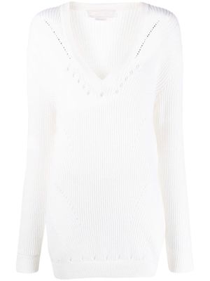 Genny V-neck wool jumper - White