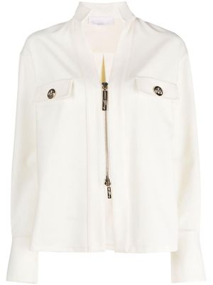 Genny V-neck zip-up jacket - White