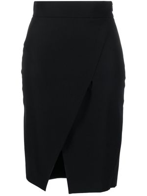 Genny wrapped high-waist pencil skirt - Black