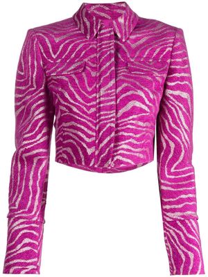 Genny zebra-print cropped jacket - Pink