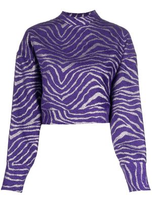 Genny zebra-print cropped sweater - Purple