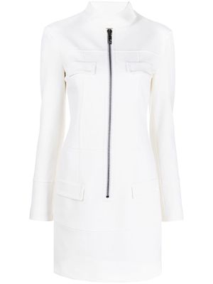 Genny zip-up fitted dress - White