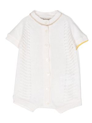 Gensami kids button-up knitted rompers - White