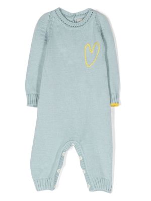 Gensami kids heart-embroidered knitted romper - Blue