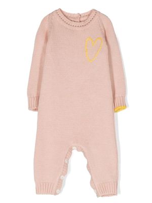 Gensami kids heart-embroidered knitted romper - Pink