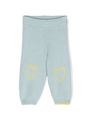 Gensami kids heart-embroidered knitted trousers - Blue