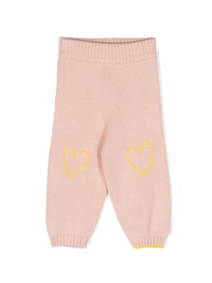 Gensami kids heart-embroidered knitted trousers - Pink