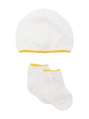 Gensami kids ribbed silk-blend hat set - White