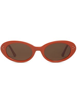Gentle Monster engraved-logo oval-frame sunglasses - Brown