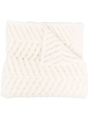 Gentry Portofino chevron-knit long scarf - White