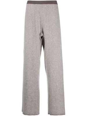 Gentry Portofino chevron-pattern wide-leg trousers - Neutrals