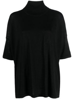 Gentry Portofino high-neck fine-knit top - Black