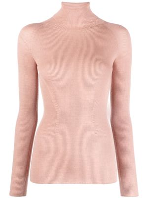 Gentry Portofino roll-neck ribbed-knit jumper - Pink