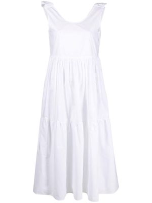 Gentry Portofino ruffled tiered midi dress - White