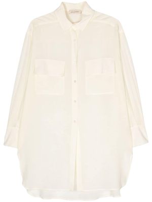Gentry Portofino semi-sheer long silk shirt - Neutrals