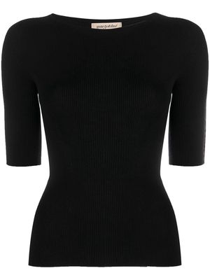 Gentry Portofino short-sleeve knitted top - Black