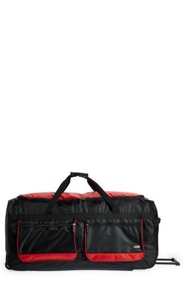 GEOFFREY BEENE Jumbo 36" Duffle Bag in Black W/Red