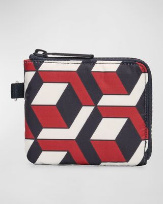 Geometric-Print Zip Wallet