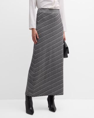 Geometric Striped A-Line Maxi Skirt