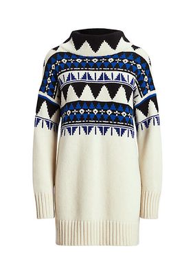 Geometric Wool-Cashmere Turtleneck Sweater