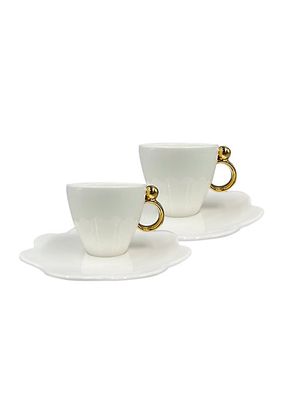 Geometrica Gold Rim 2-Piece Espresso Cup & Saucer Set
